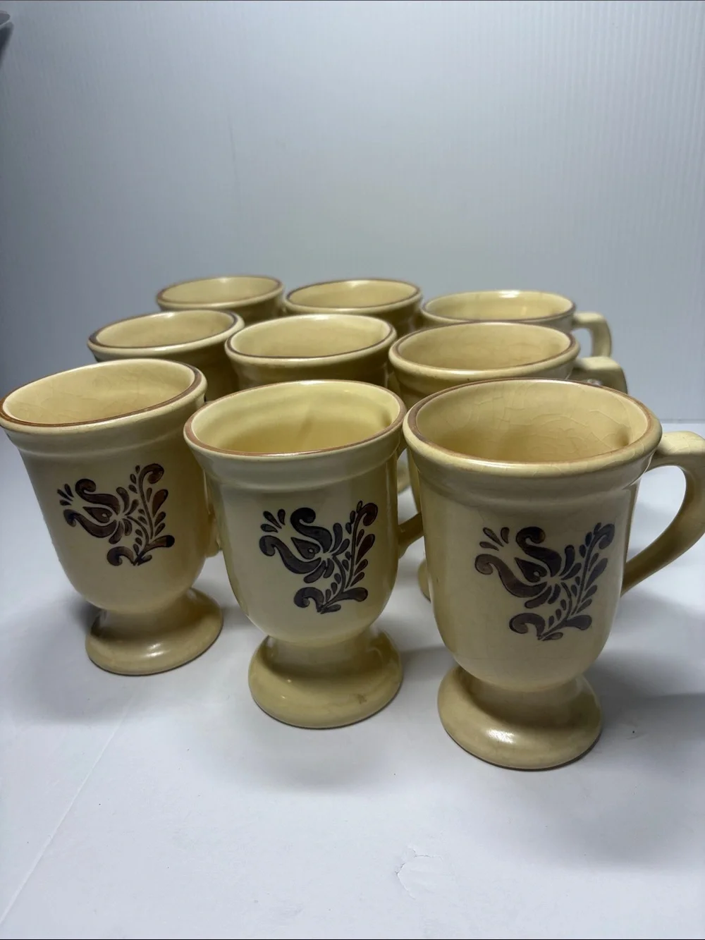 Pfaltzgraff Village Collection Grandmug Pedestal Mugs Set of 9